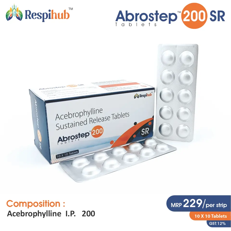 Acebrophylline 200mg Tablet at Best Price in PCD Pharma Franchise for Respiratory Pulmonology Bronchodilators Asthma and COPD Management